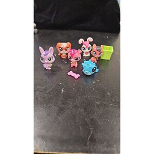 Littlest Pet Shop Mini Figures Set Of 6 With Accessories Bunny fox fish bear